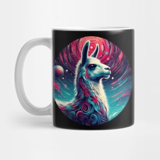 Funny colorful abstract cosmic doodle llama Mug